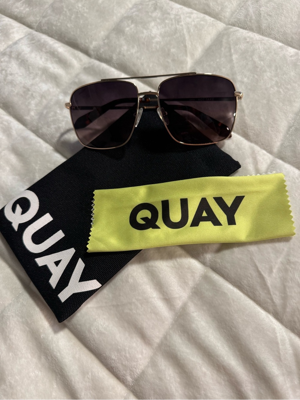Quay Australia Aviator Sunglasses in Gold with Dark Smoke Lenses